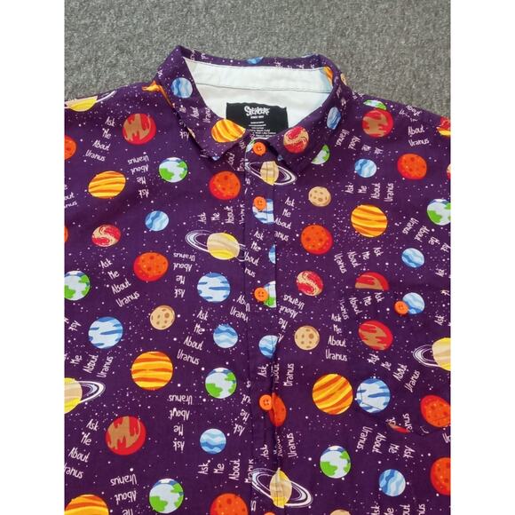 Spencer's Men's Shirt Button-Front Solar System Planets “Ask Me About Uranus" M - Picture 5 of 8
